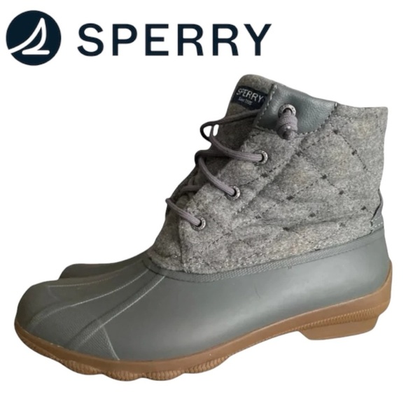 🌞 Sperry Women's Boots Size 9M Waterproof Rubber Boots Gray Side Zipper - Picture 1 of 9